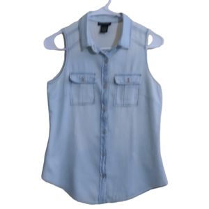 Cotton Express Sleeveless light-blue denim shirt.  (Light-weight denim)